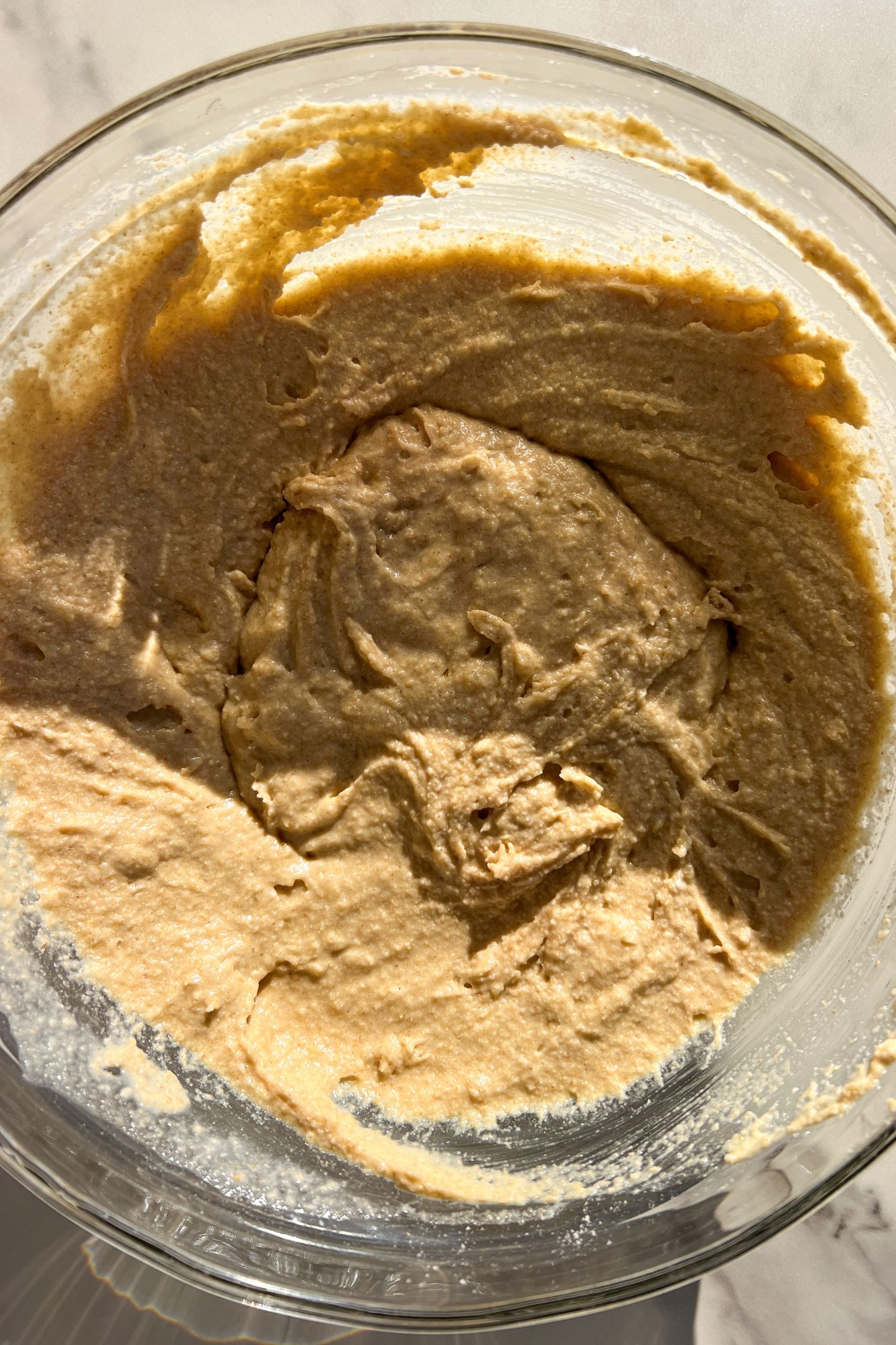 Muffin batter in large mixing bowl.