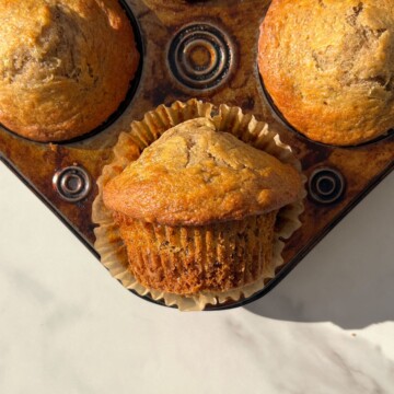 Banana Muffins in the muffin tray.
