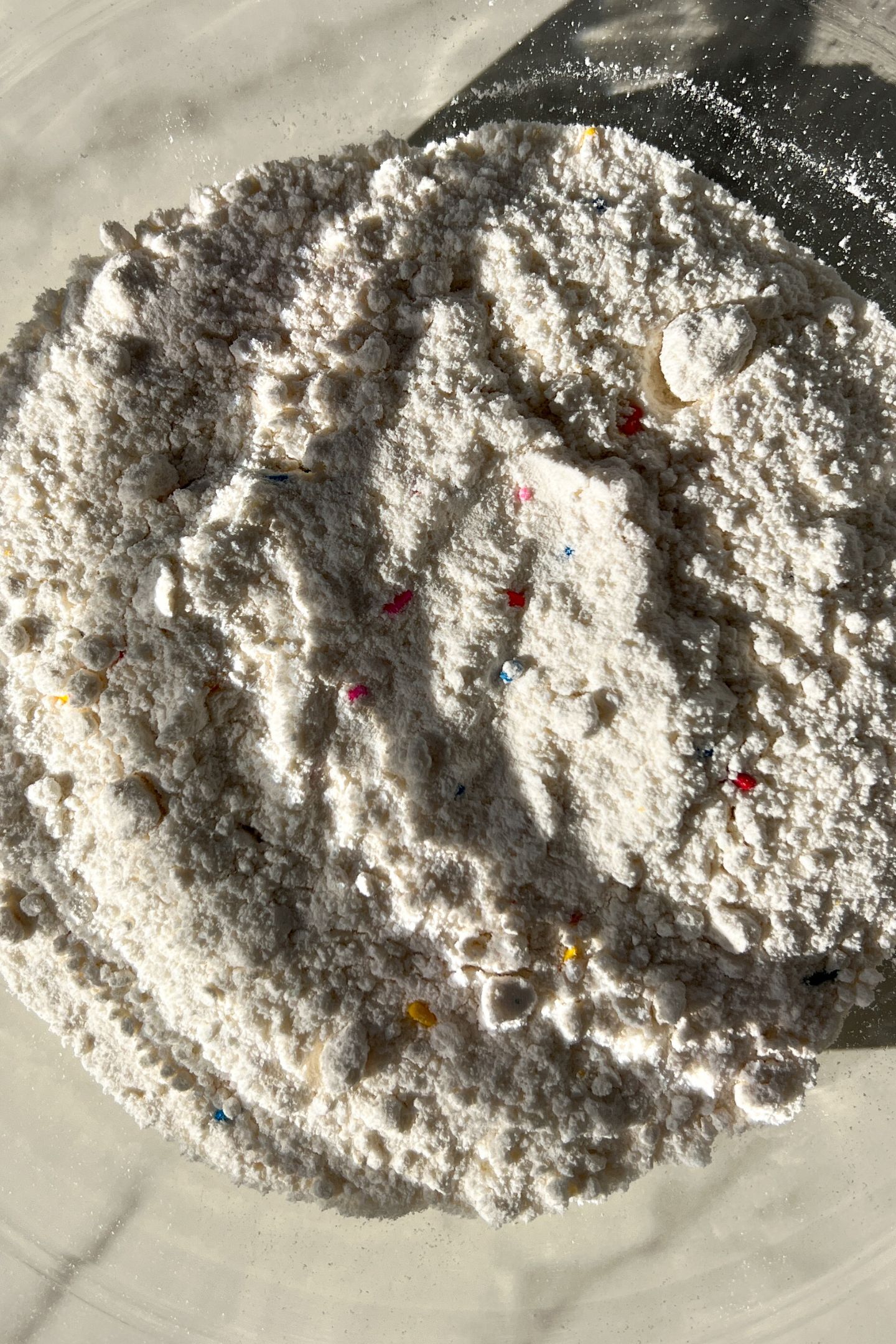 Cake mix in a bowl.
