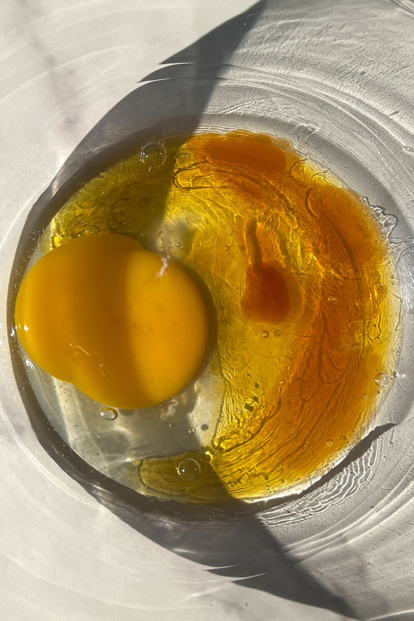 Liquid ingredients in a mixing bowl.