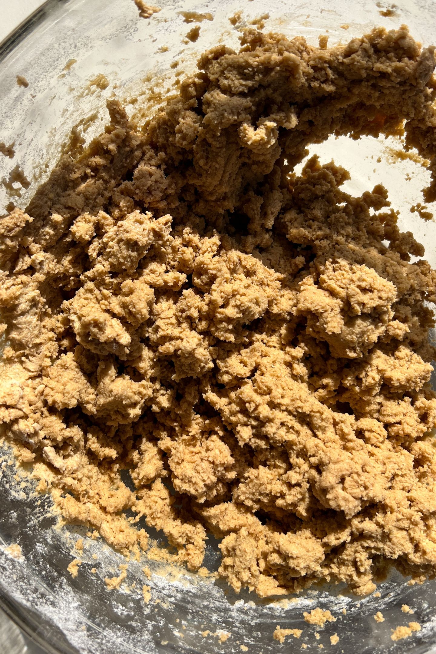 Mixed wet and dry ingredients in the mixing bowl.