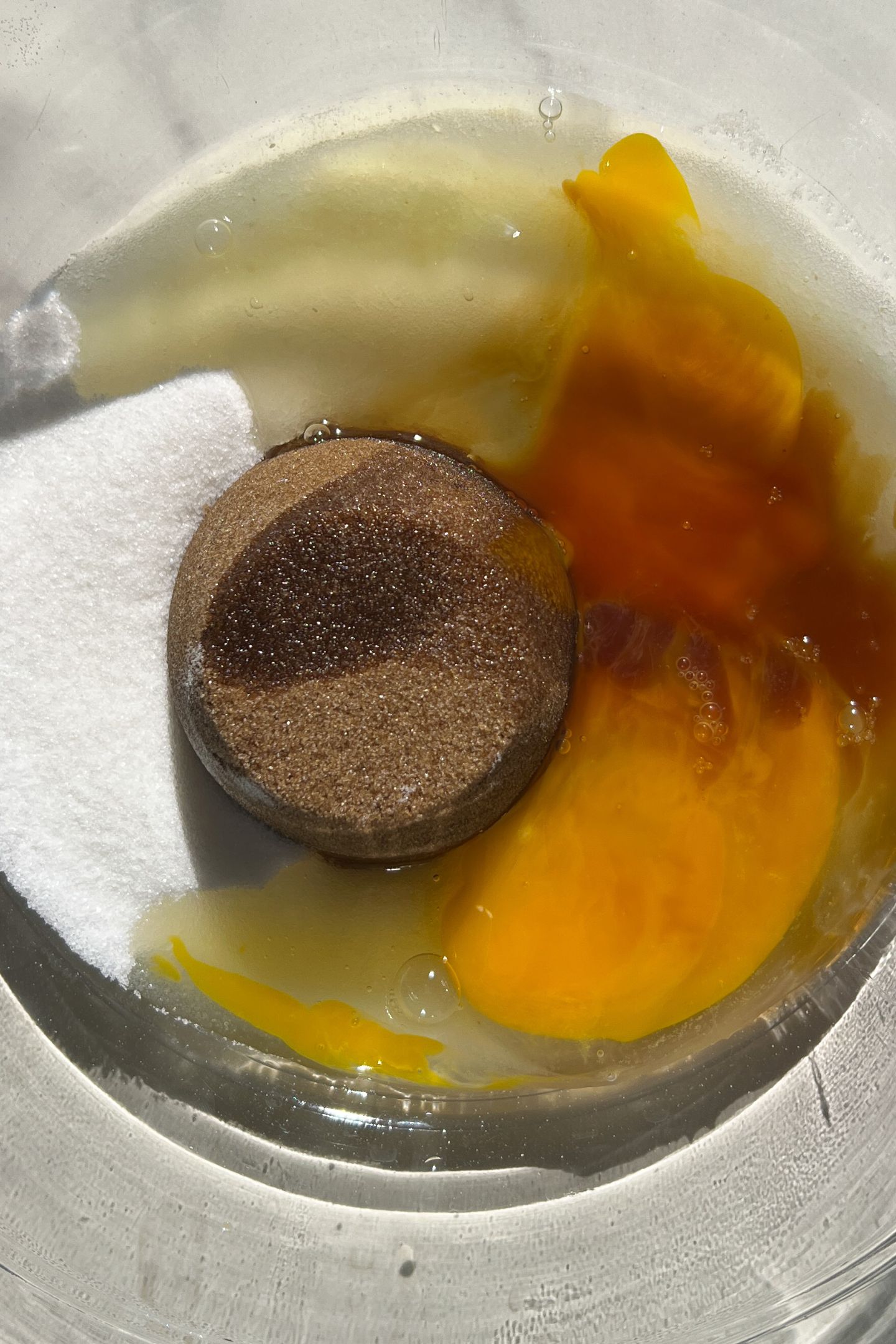 Wet ingredients in mixing bowl.