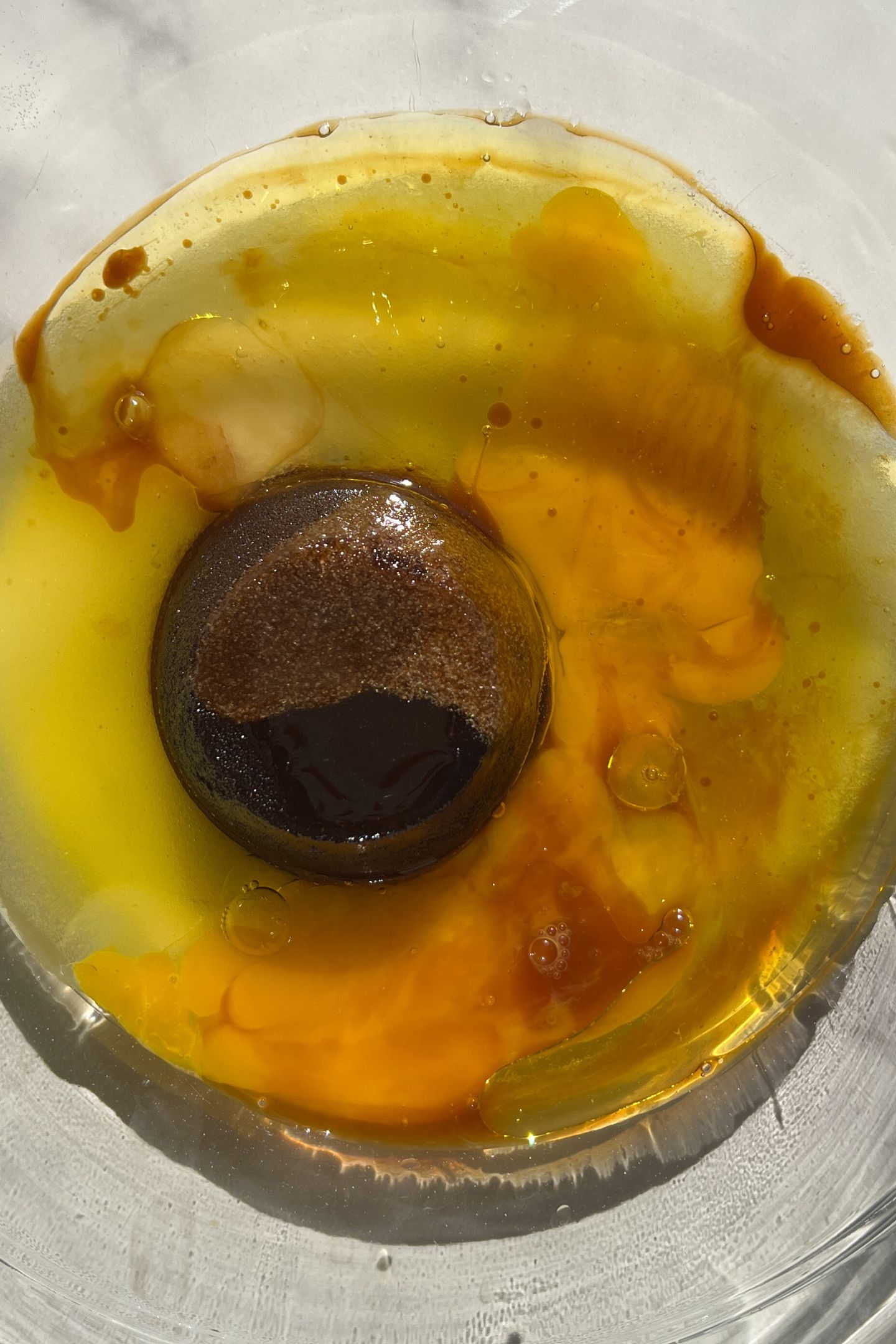 Wet ingredients in mixing bowl.