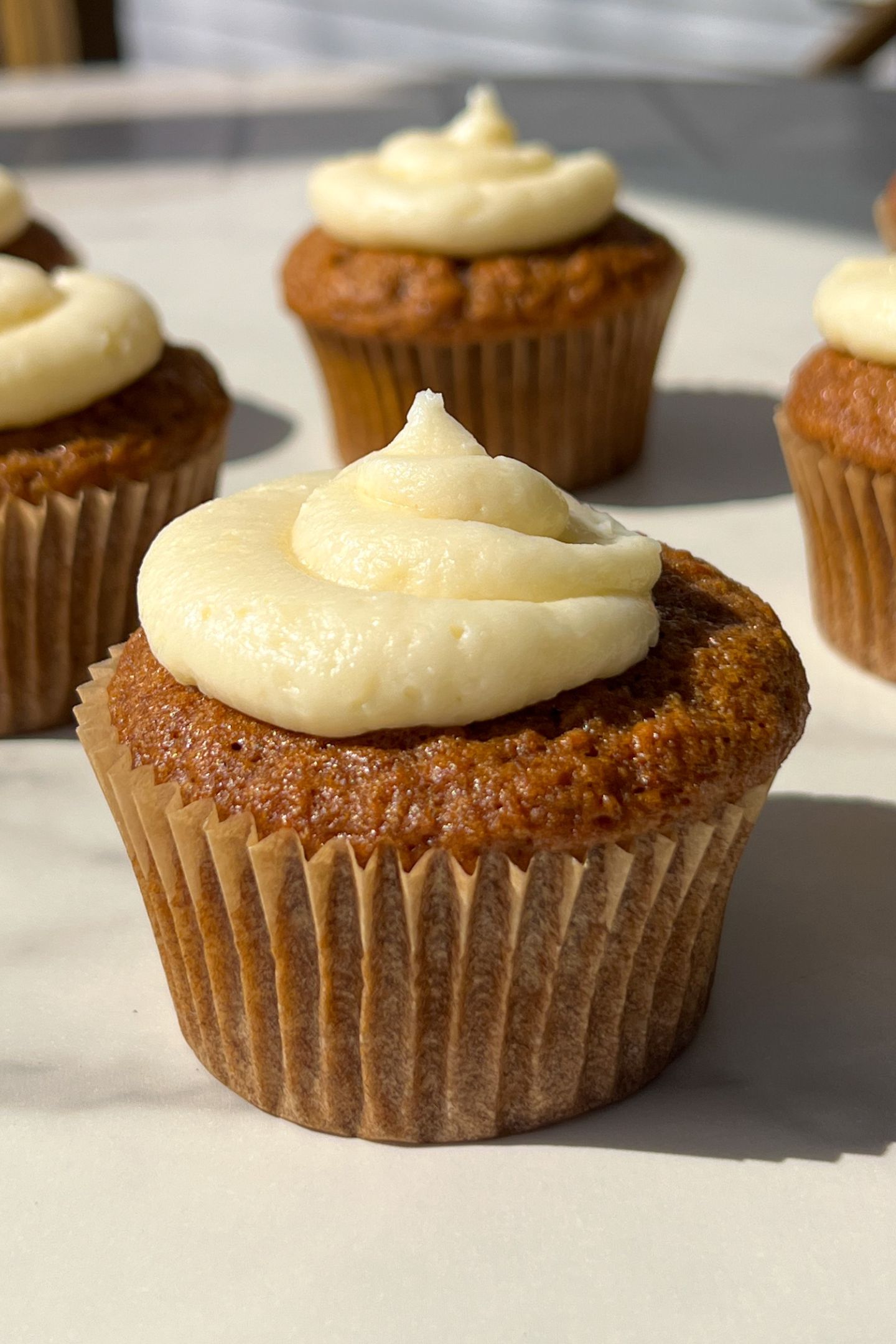 Gluten Free Carrot Cake Cupcake with Frosting.