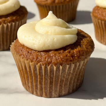 Gluten Free Carrot Cake Cupcake with Frosting.