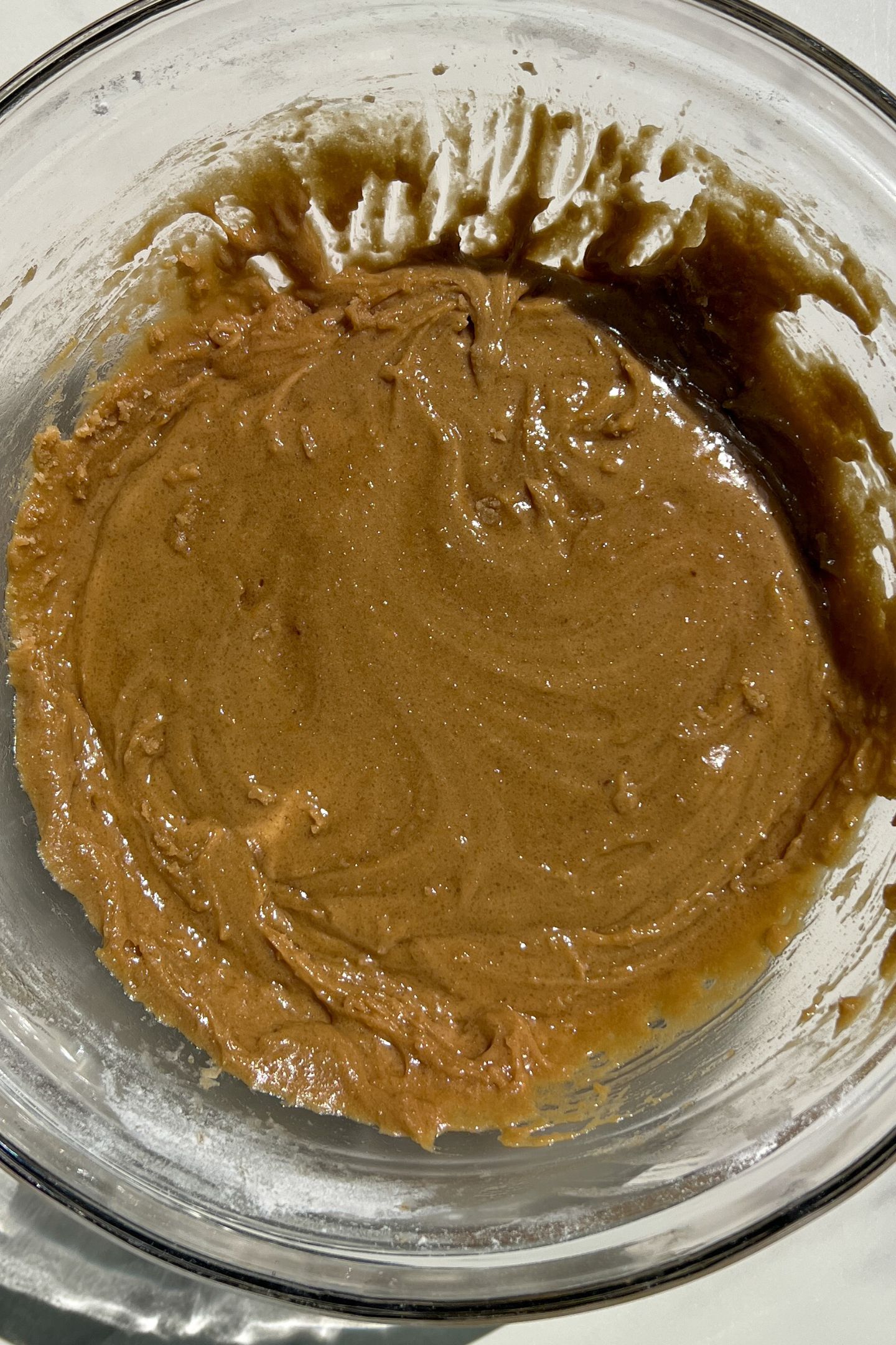 Wet and dry ingredients together in a mixing bowl.