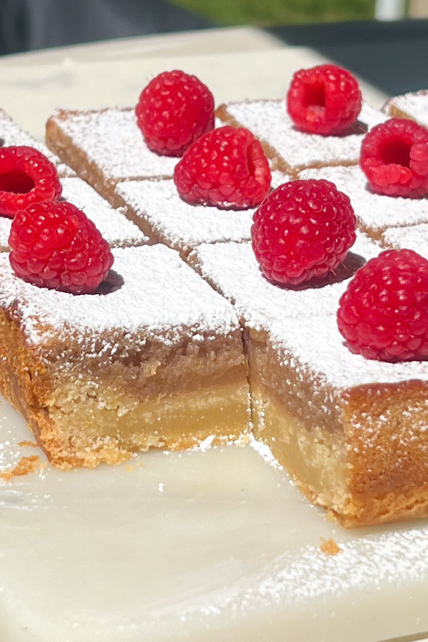 Inside shot to the raspberry lemon bars.