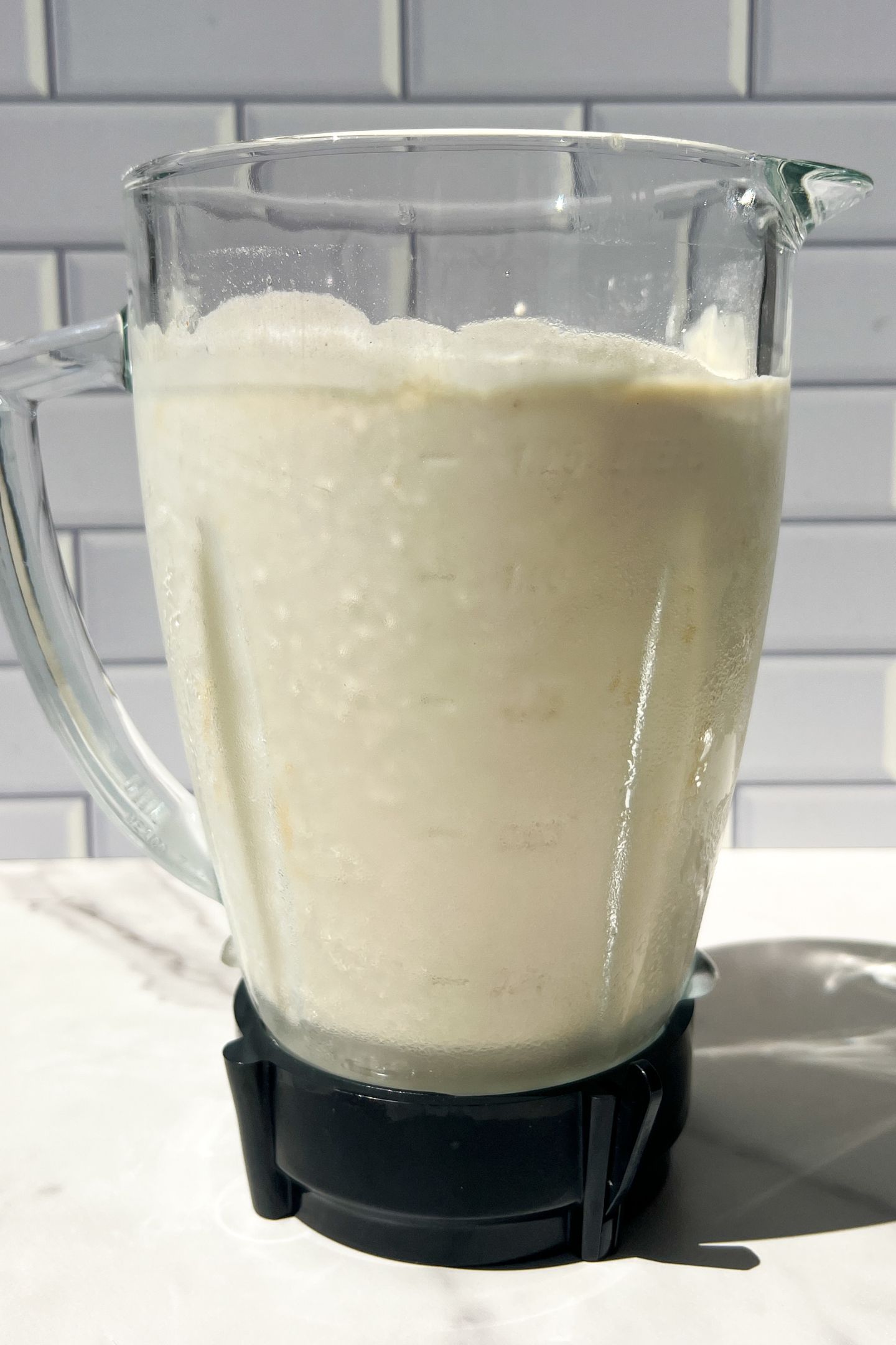 All ingredients in the blender after blended.