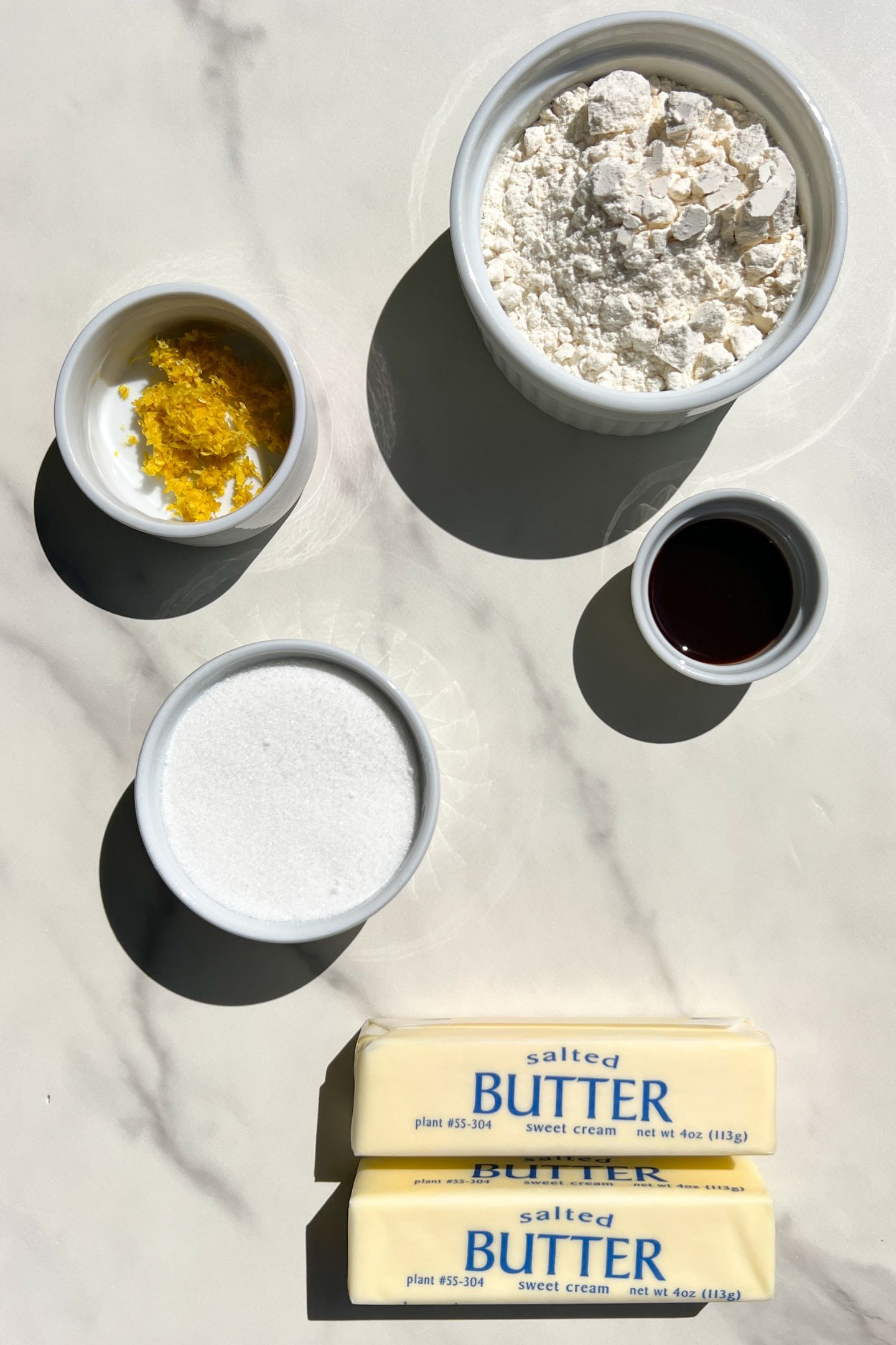 Ingredients to make the lemon bar crust.