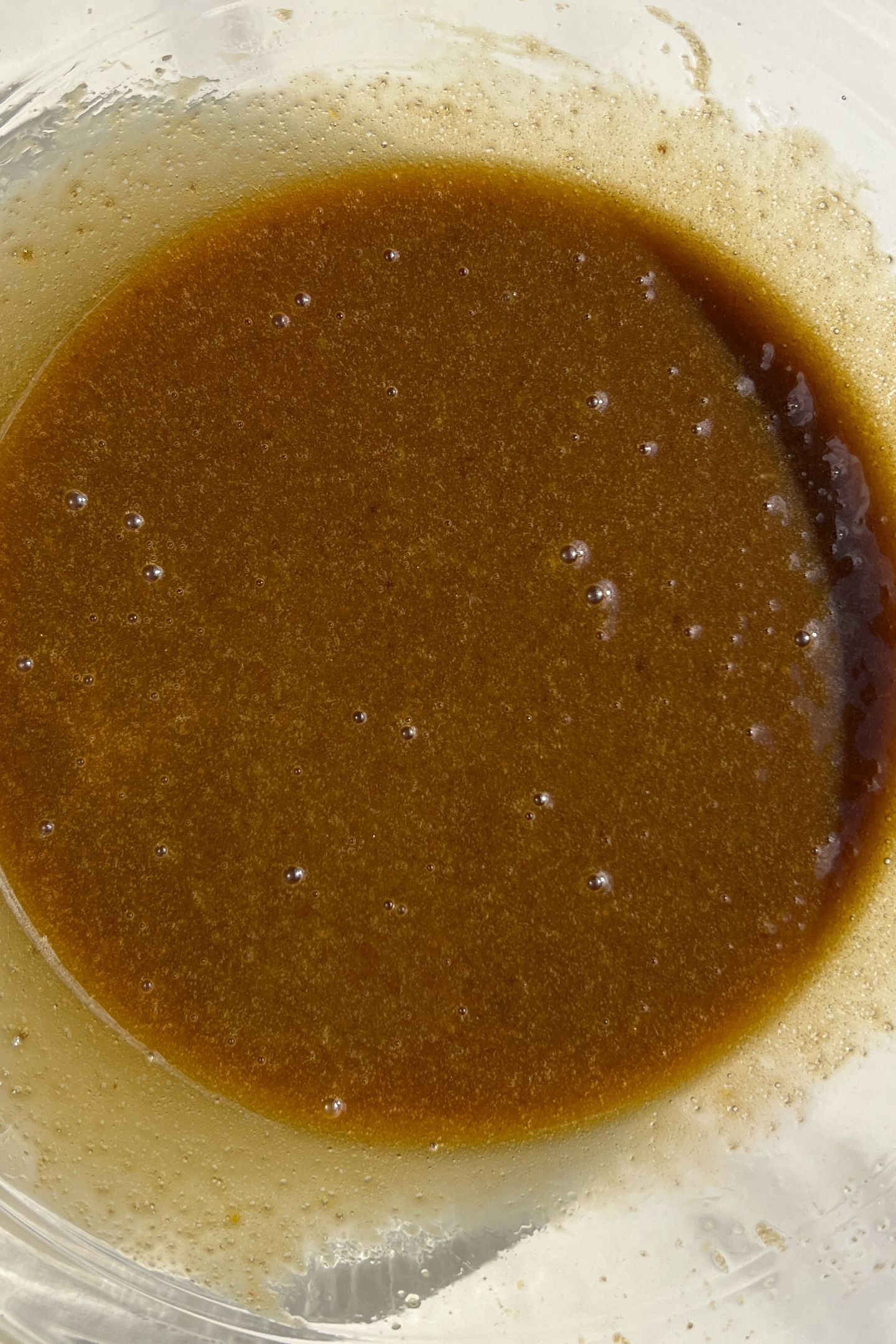 Wet ingredients mixed together in a bowl. 