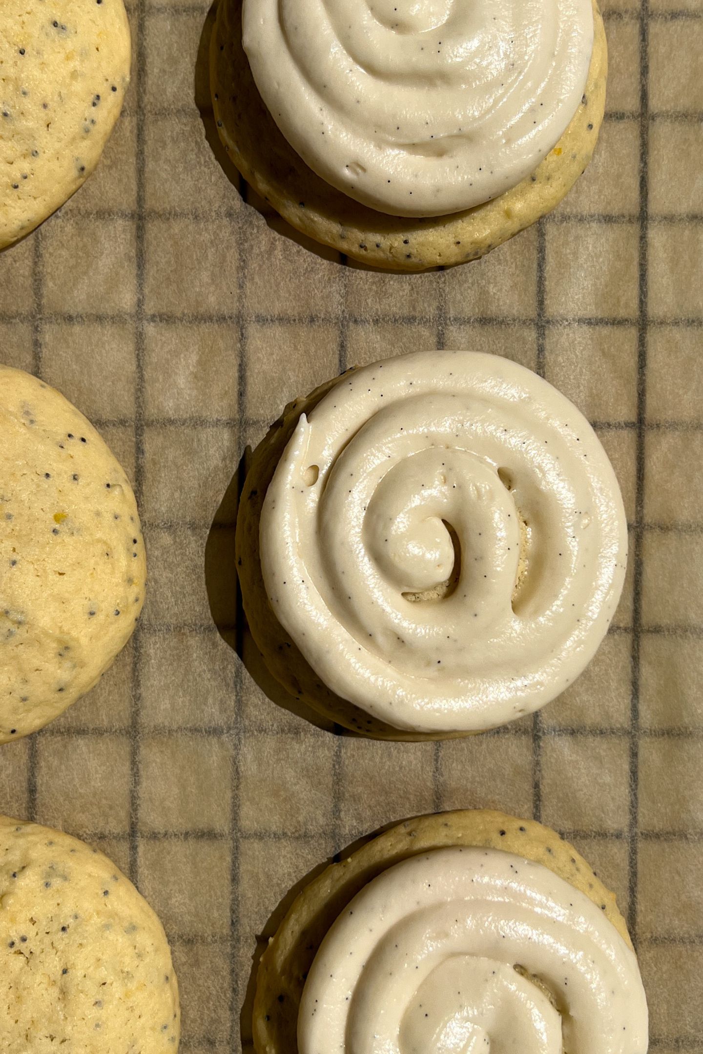 Frosting the cookies.