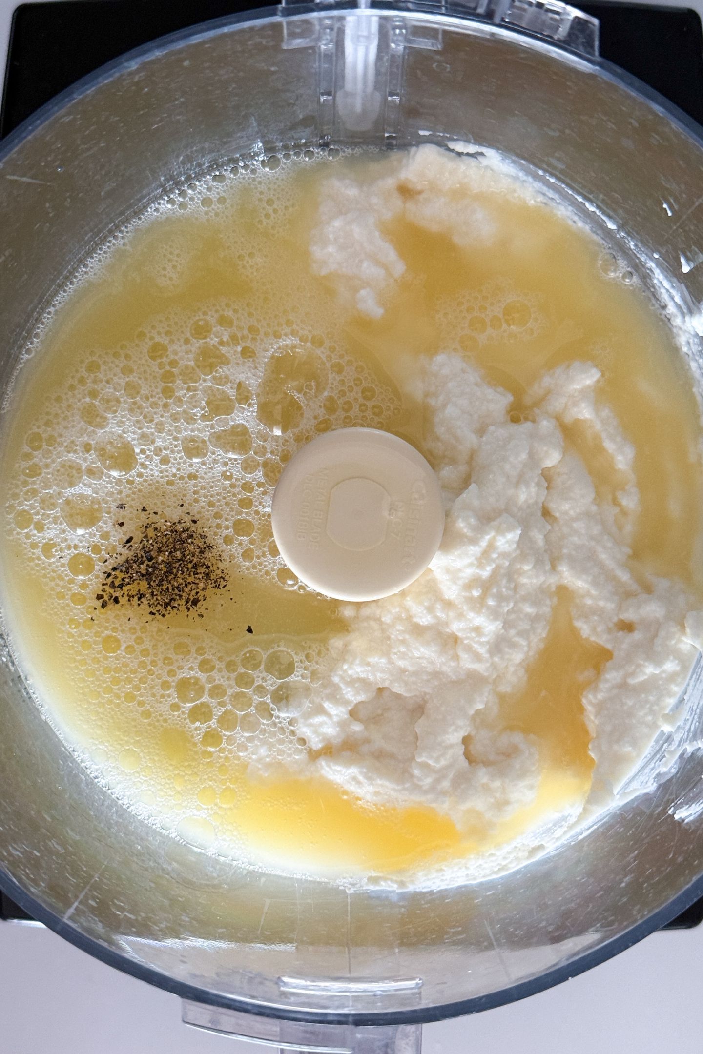 Egg White Bites ingredients in the food processor.