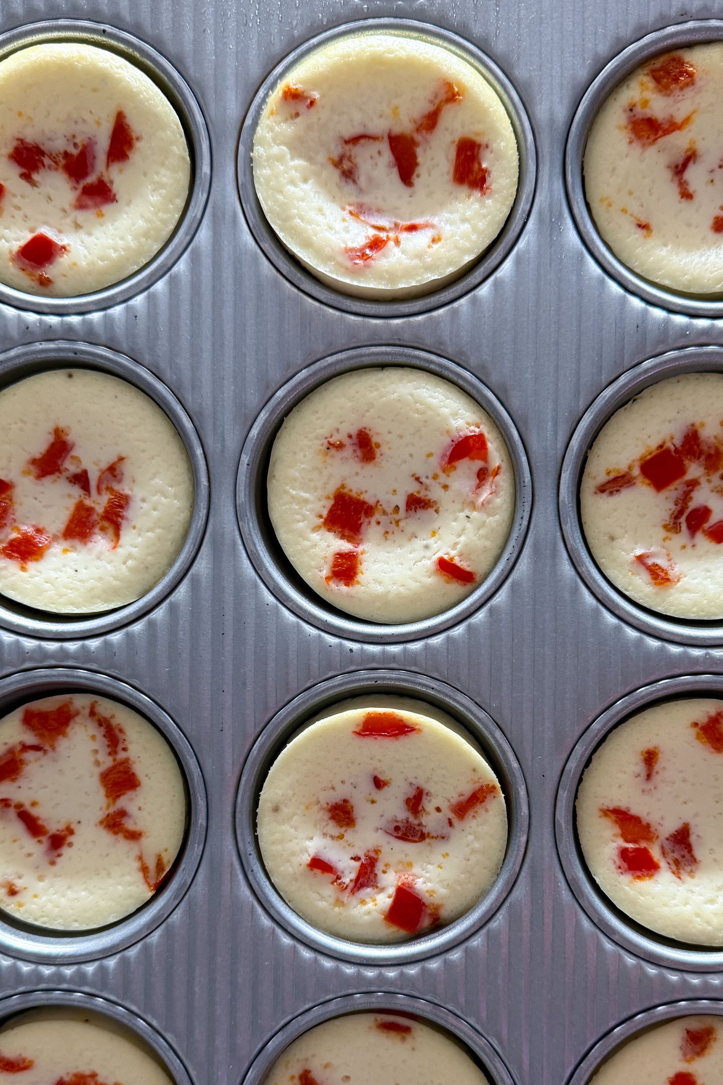 Egg White Bites in the muffin tin.