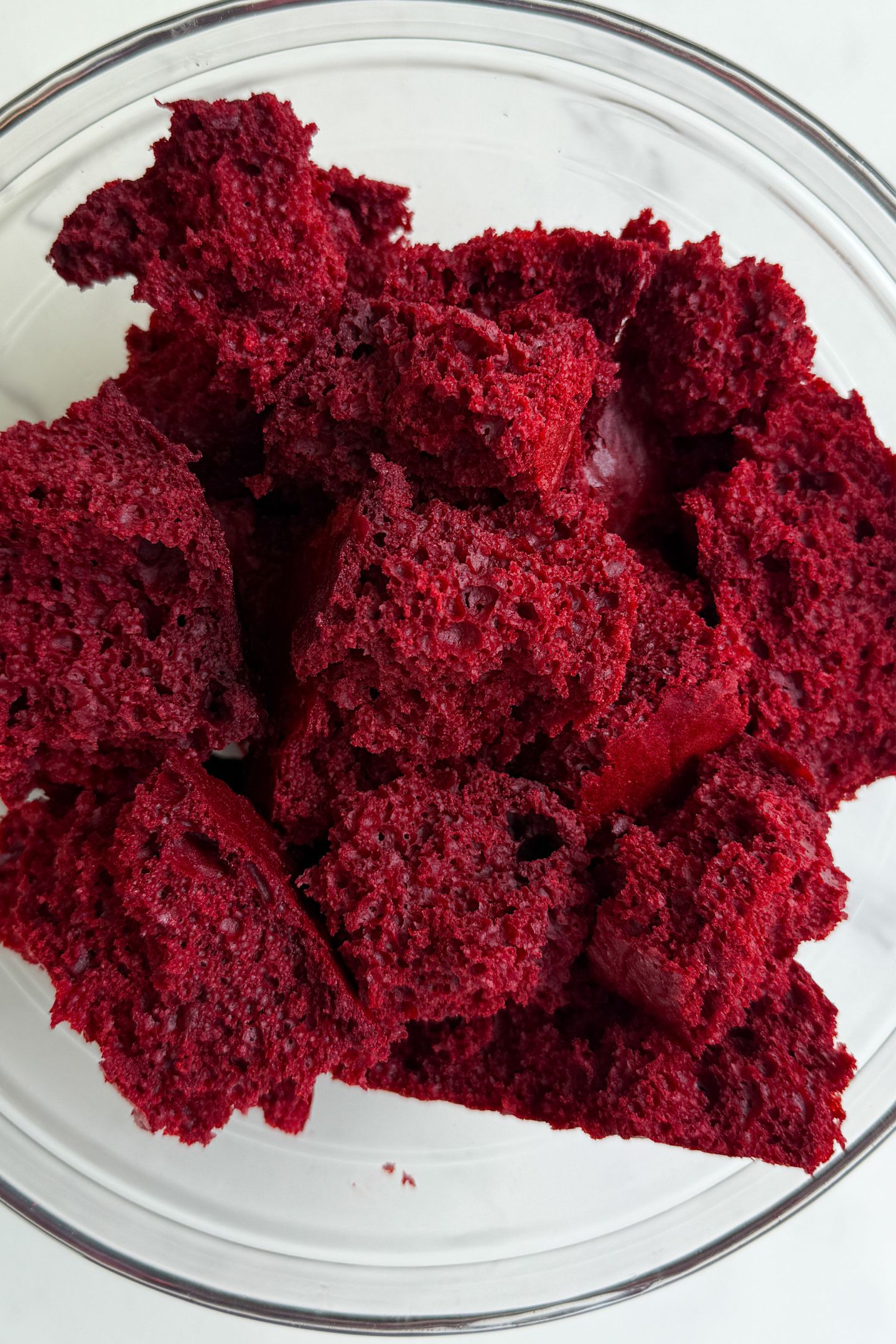 Pieces of cake in a bowl.