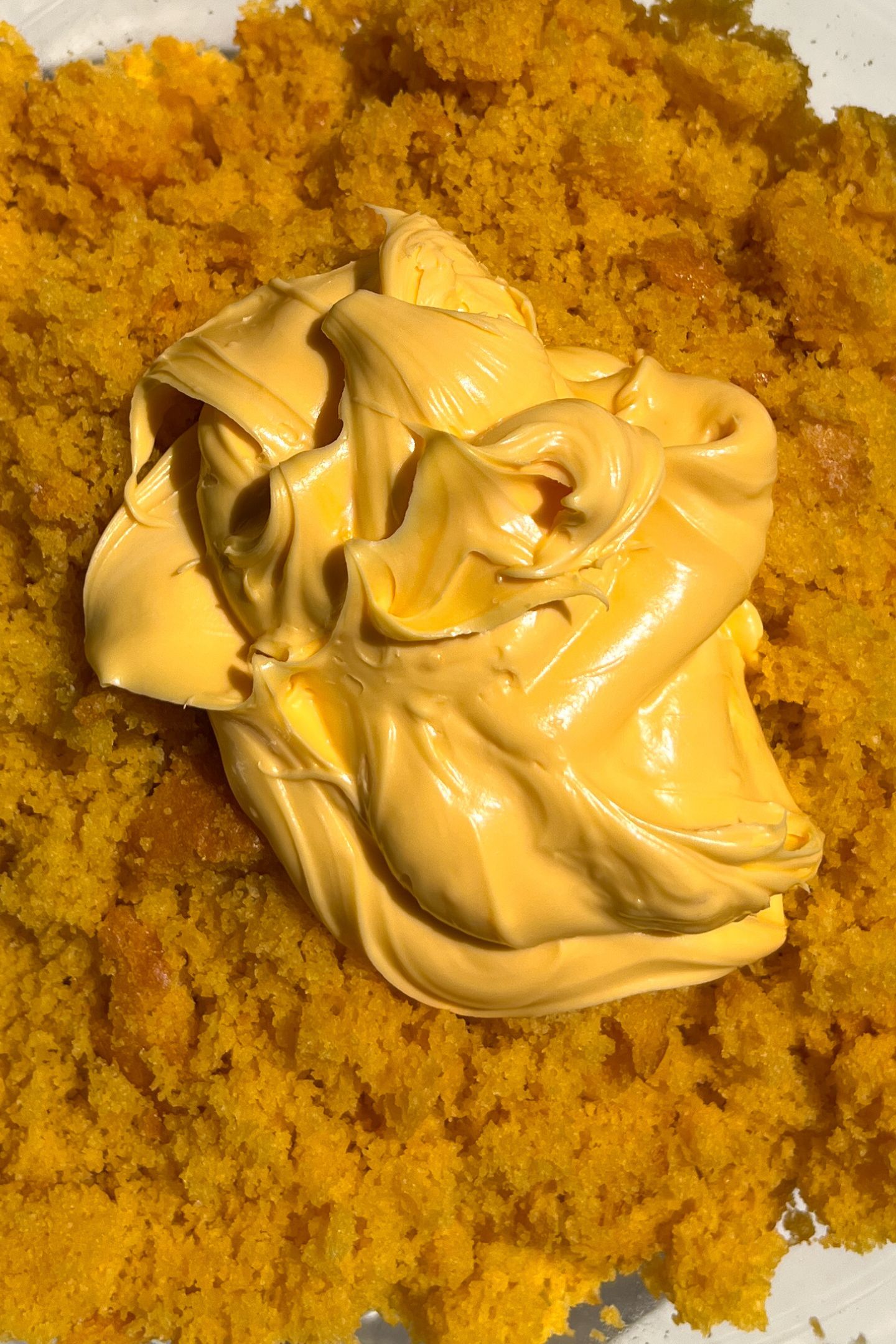 Making cake pop dough in a bowl.