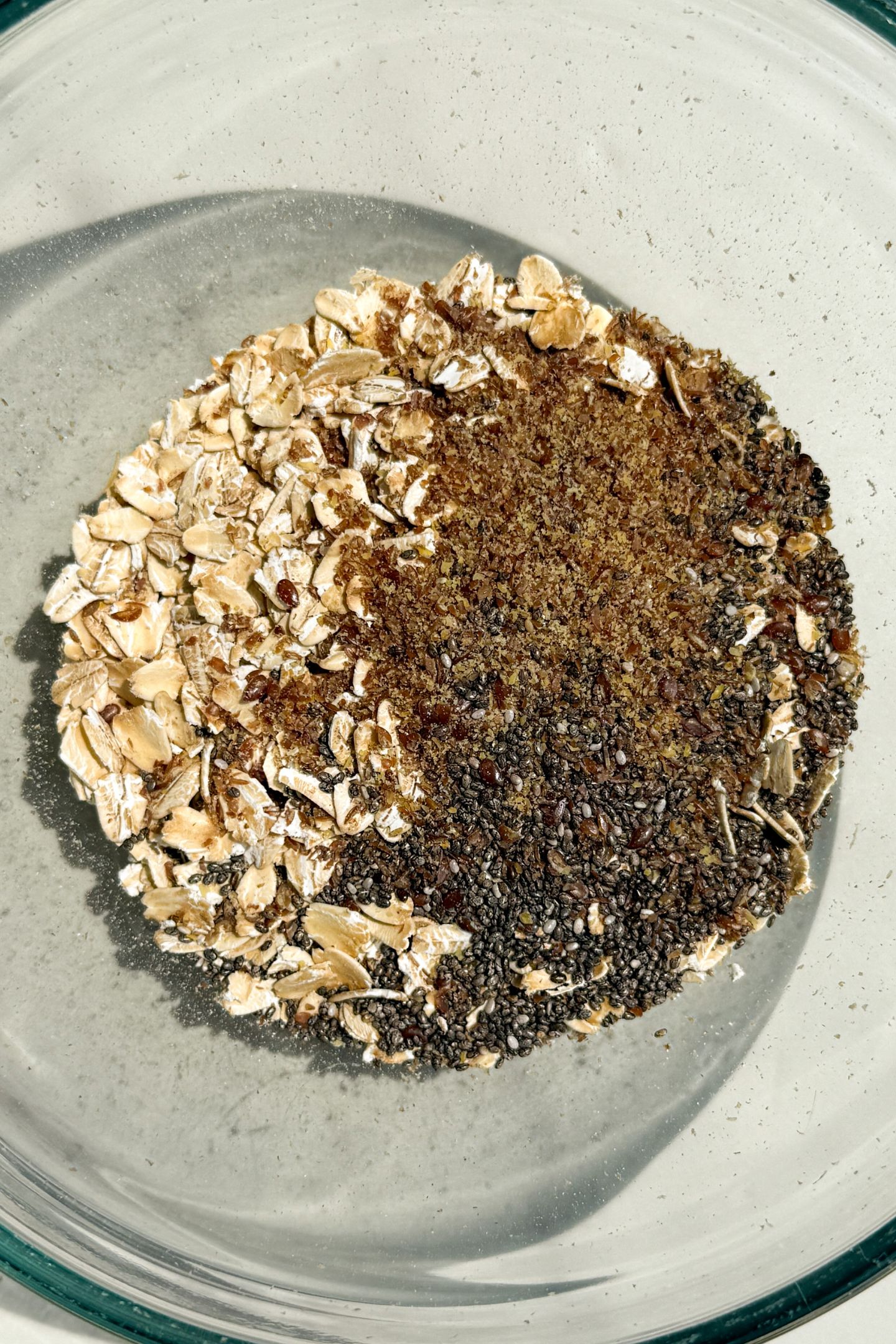 Making Overnight Oatmeal in a bowl.