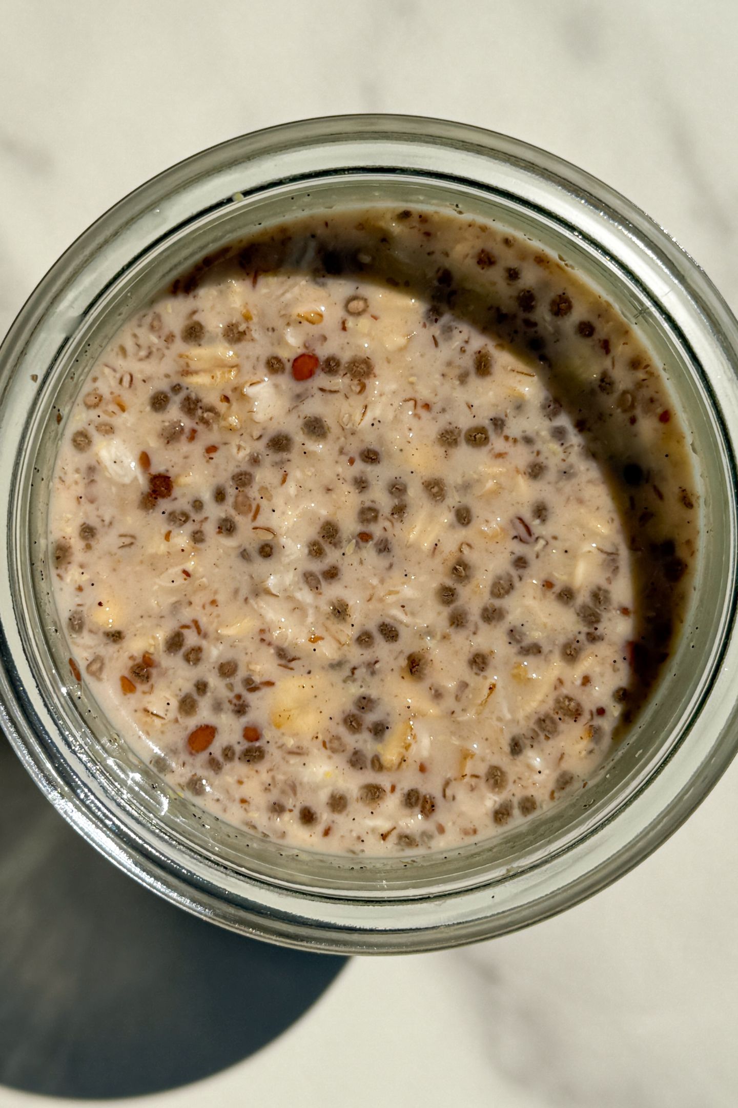 Overnight oats in a mason jar.