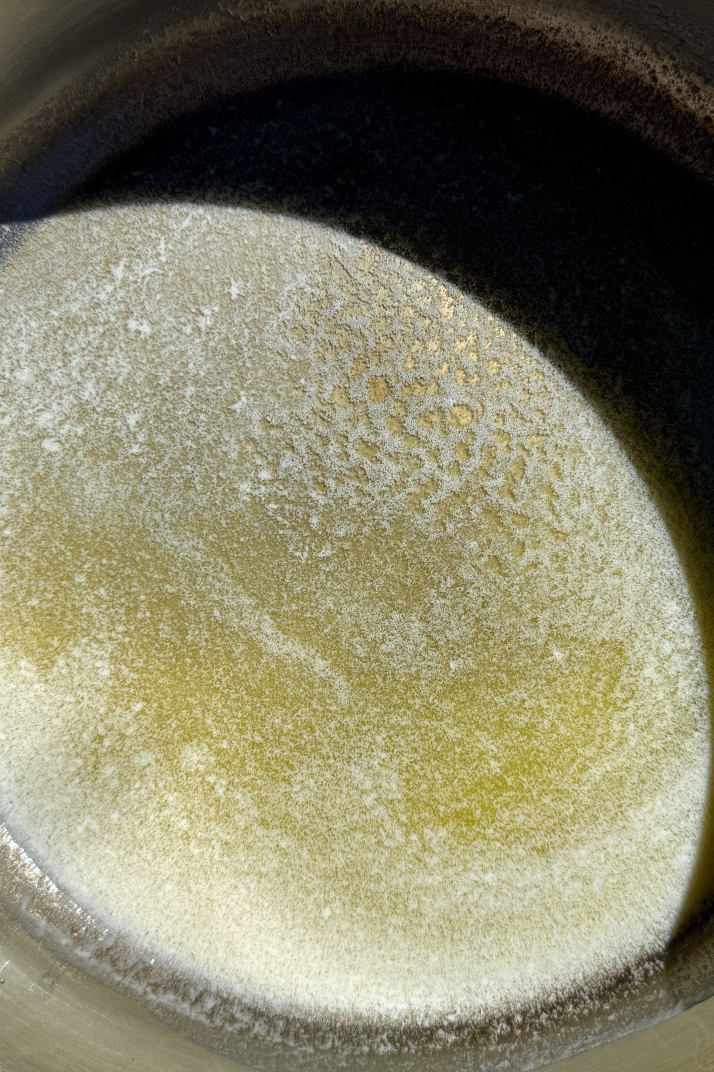 Melted butter in a pan.