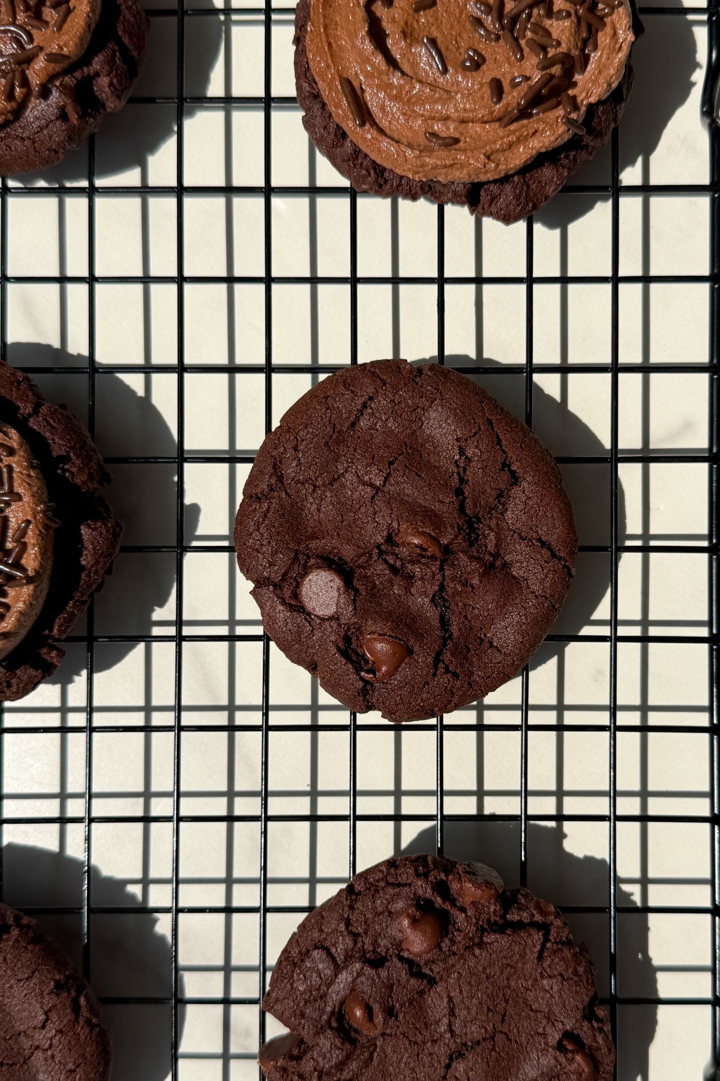 Cookies cooling on a rack.