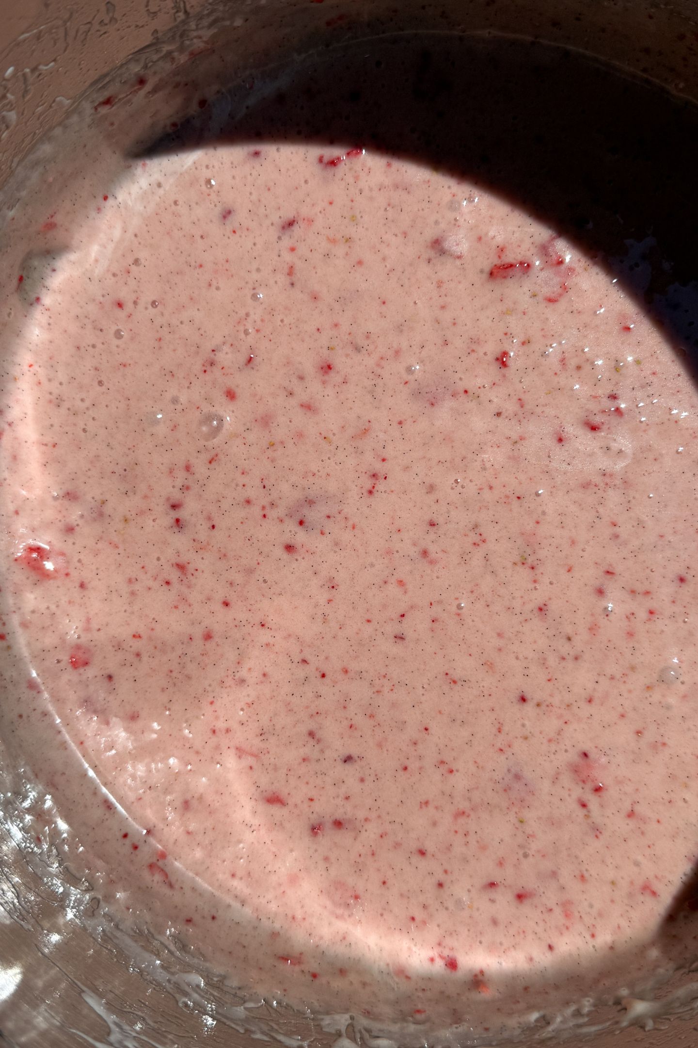 Marshmallow mixture in pan.