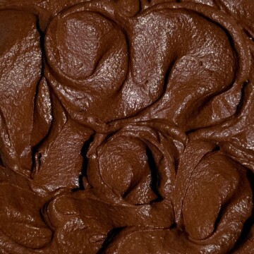 Chocolate buttercream made with melted chocolate in a bowl.