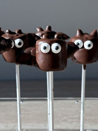 Bat Marshmallow Pops on a cake pop stick.