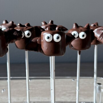 Bat Marshmallow Pops on a cake pop stick.