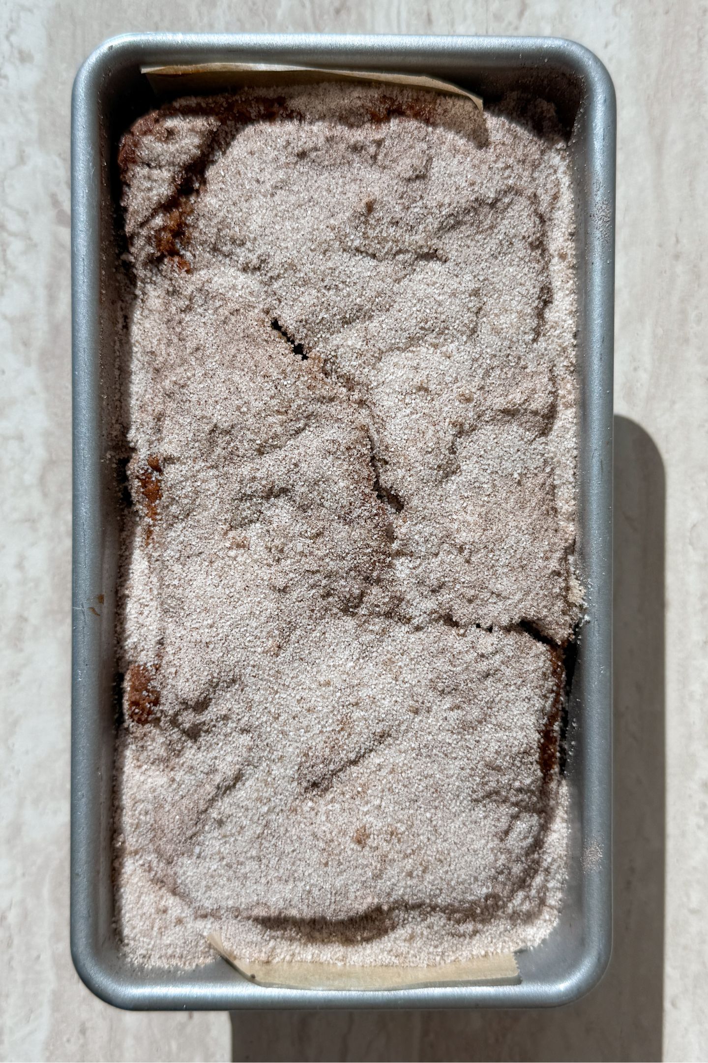 Baked Apple Cider Bread in the pan.