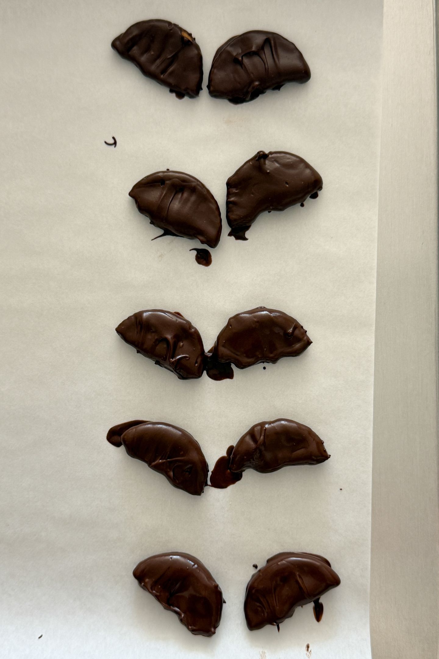 Crackers coated in chocolate to make the wings.