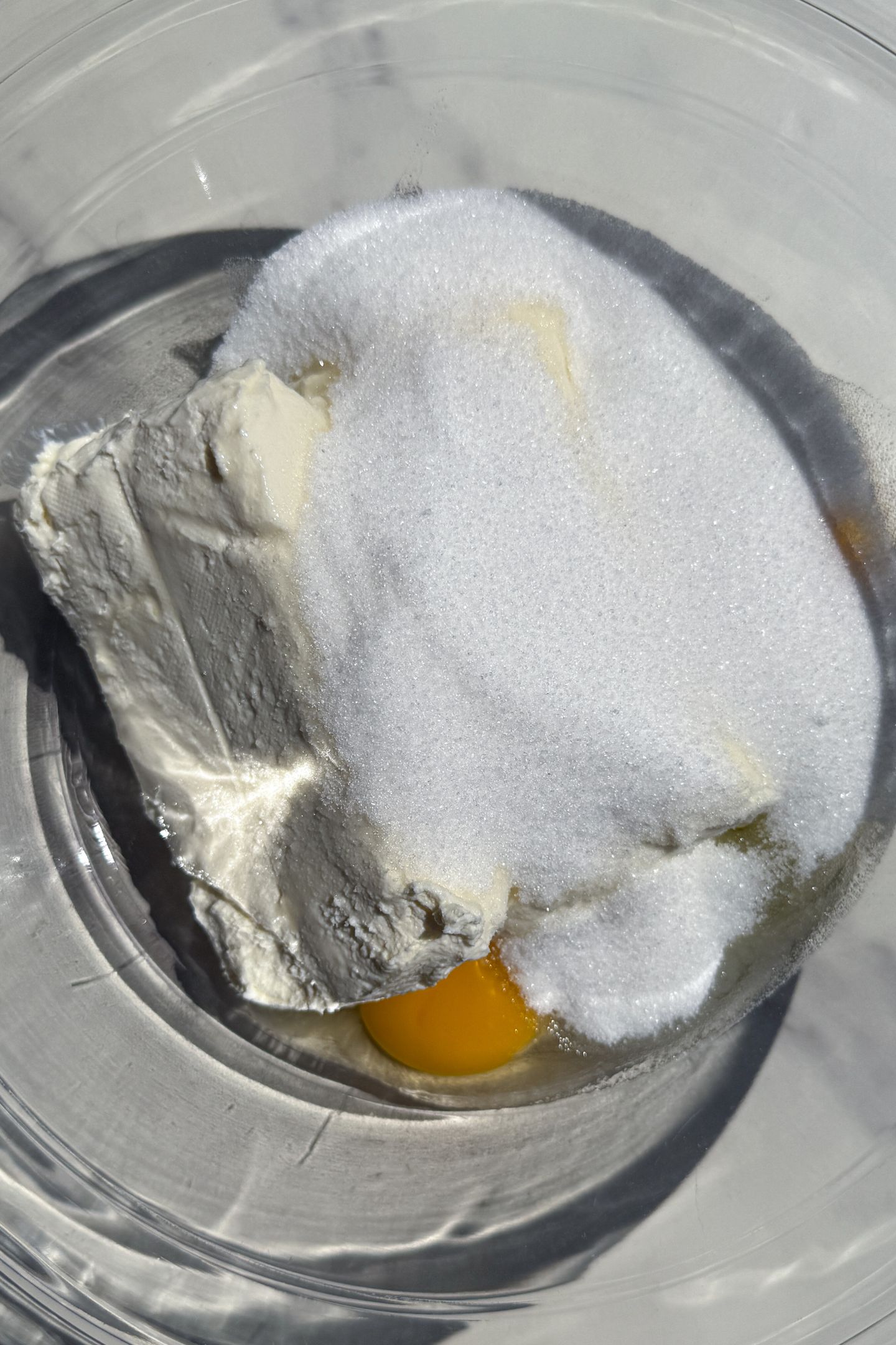 Making the cheesecake layer.