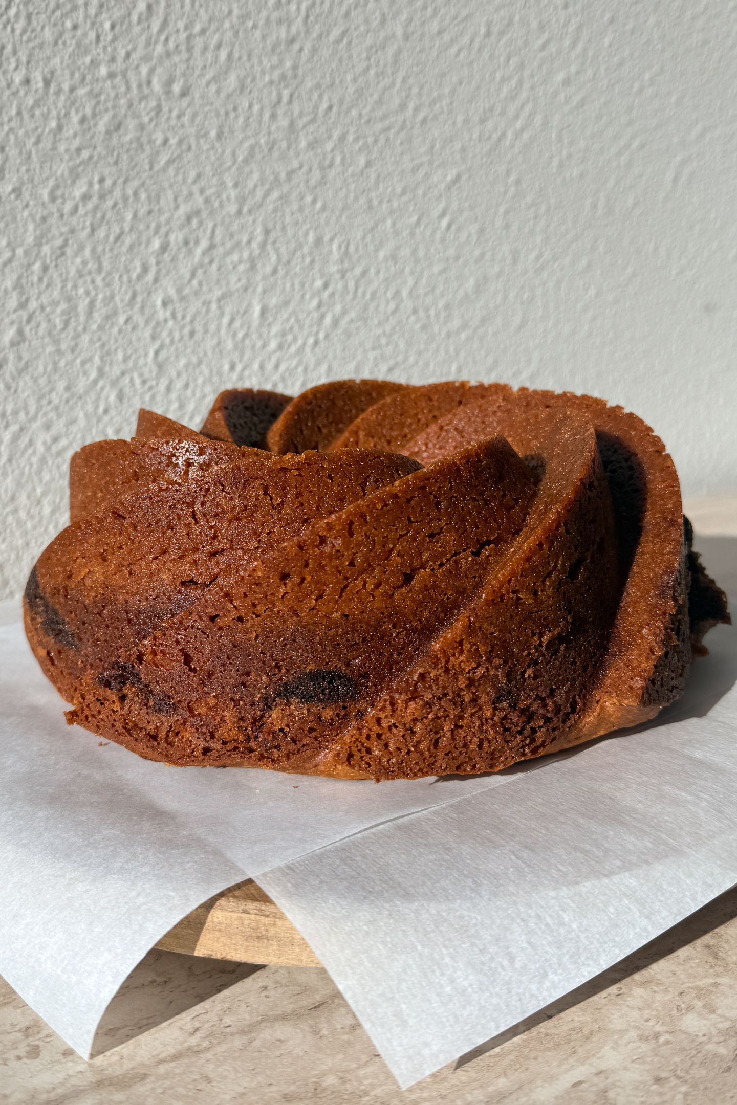 Coffee cake bundt cake removed from the pan.