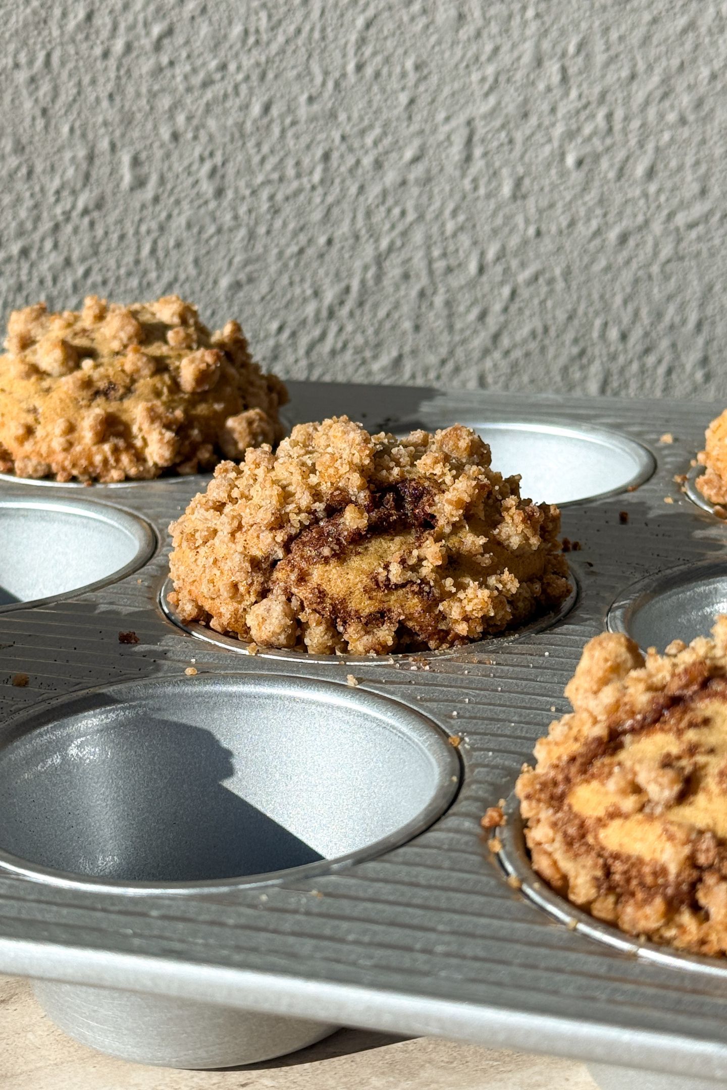 Baked muffins in the muffin tin.