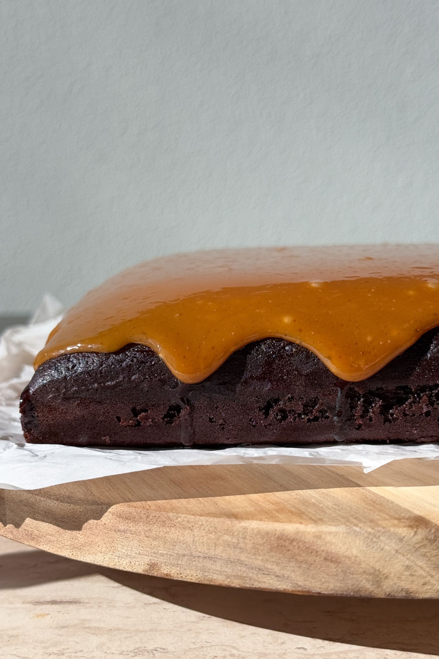 Salted Caramel added on top of the cake.