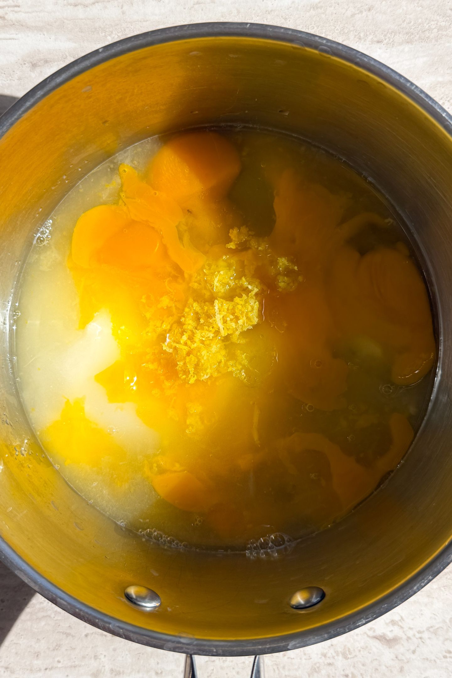 Ingredients in the saucepan.