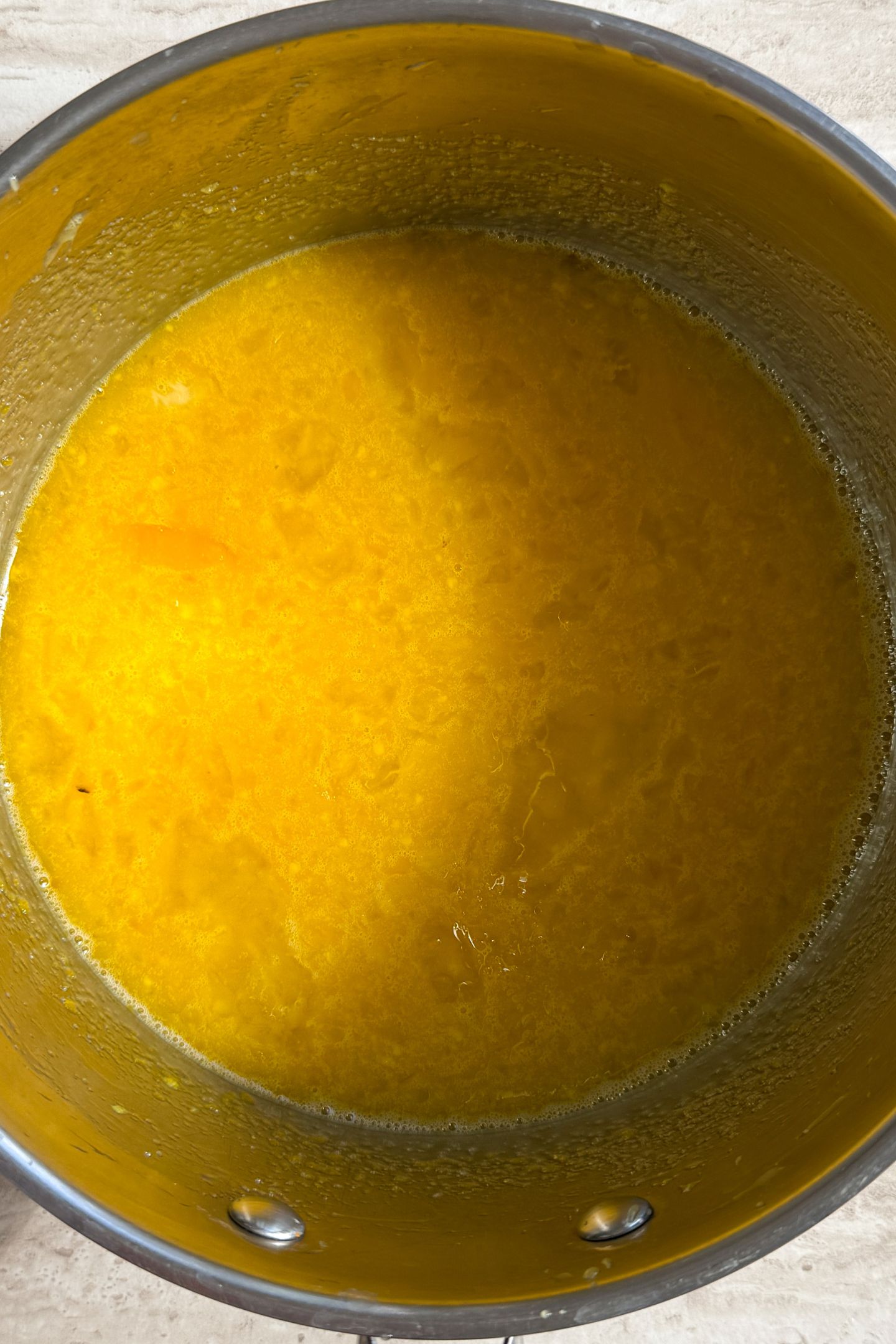 Ingredients whisked in the saucepan.
