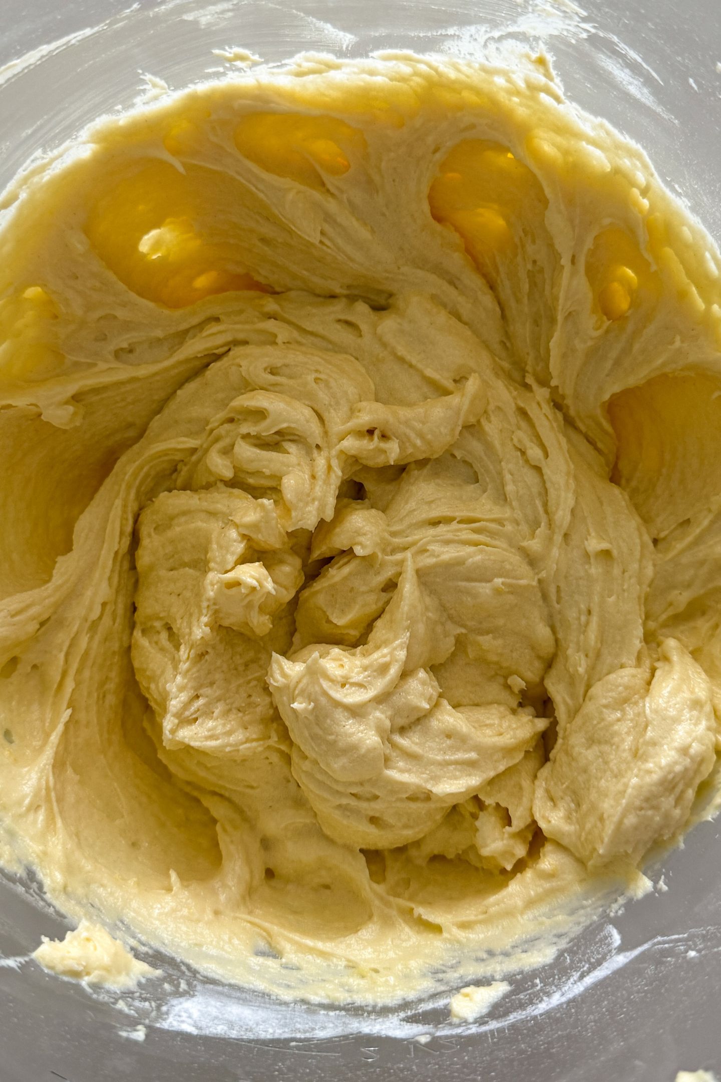 Pound cake batter in the bowl.