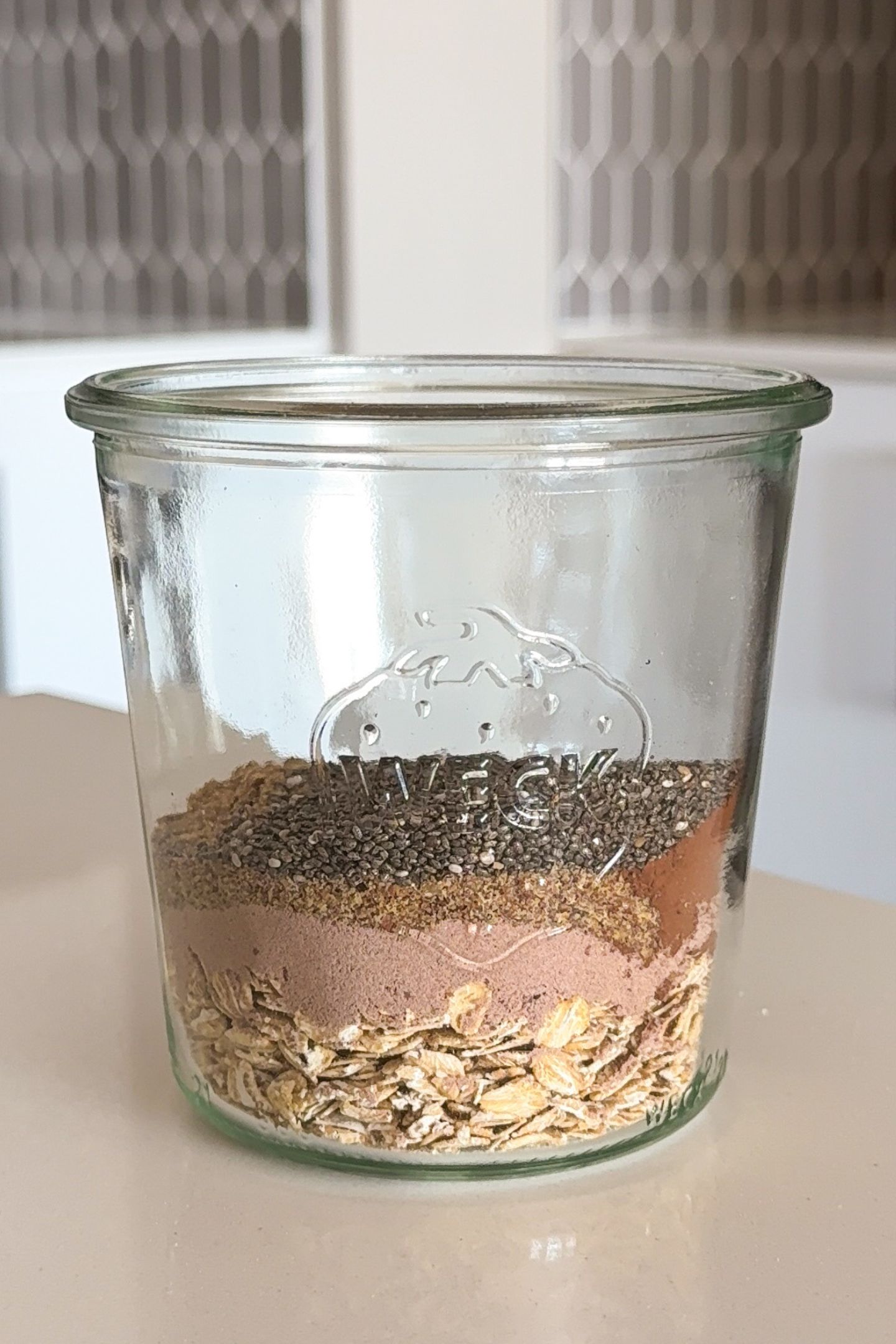 Dry ingredients in a mason jar.