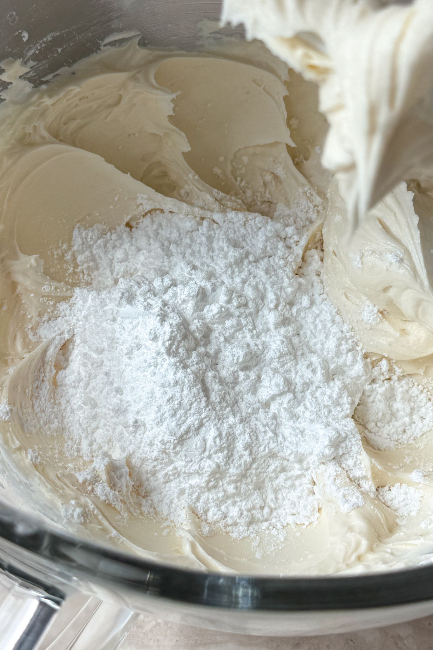 Making the base of the oreo frosting in a stand mixer.