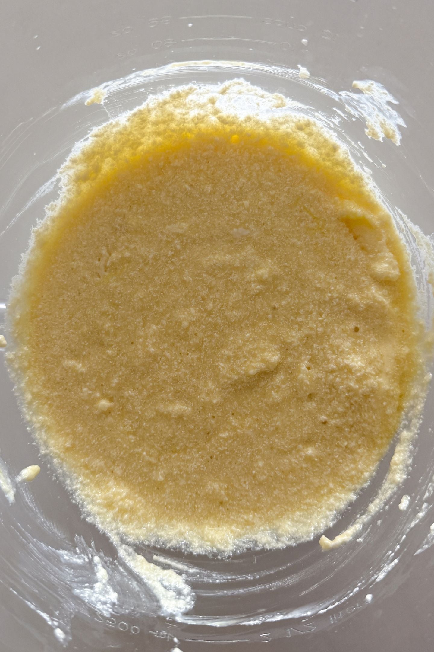 Wet ingredients combined together in the bowl.