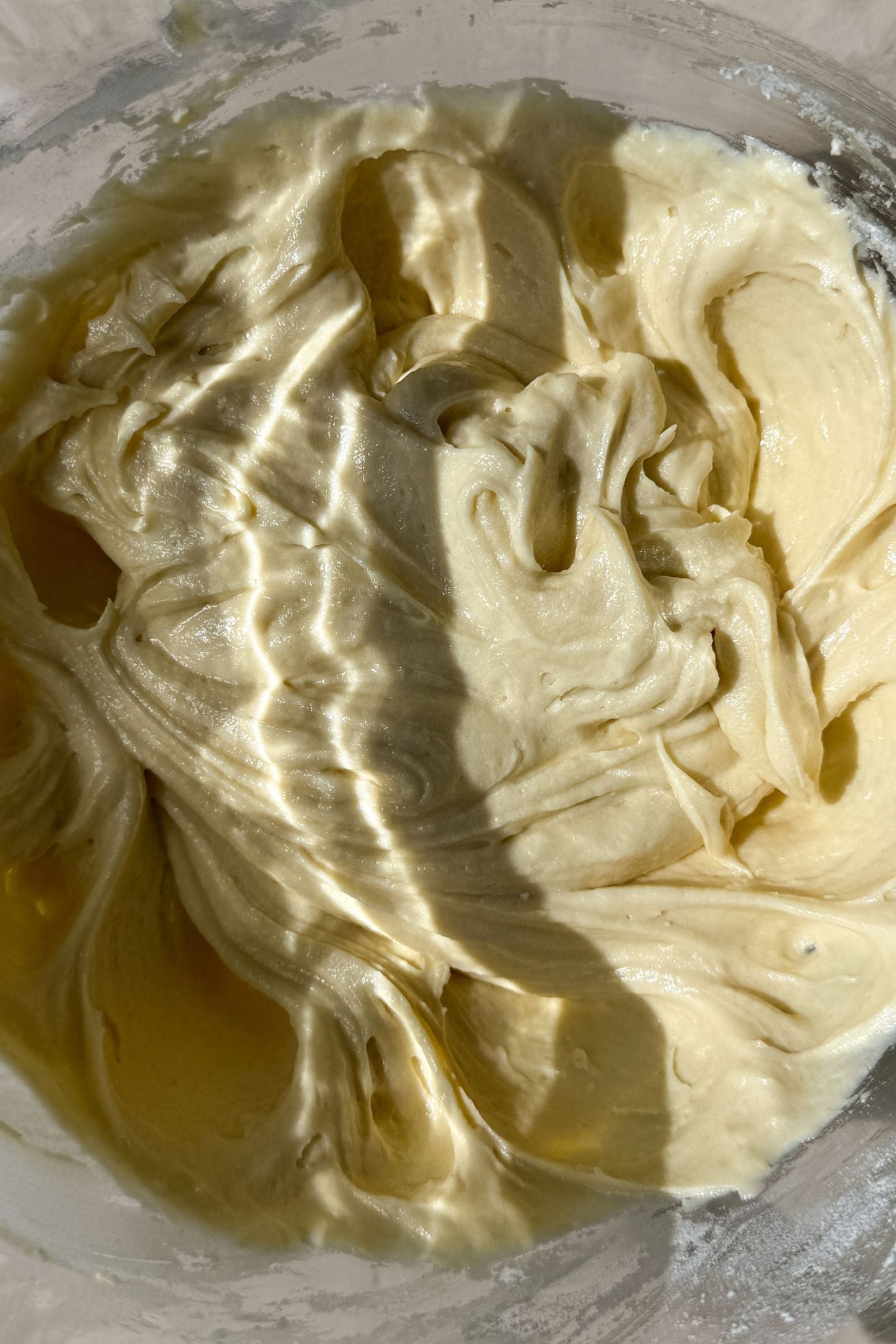 Cupcake batter in the mixing bow.