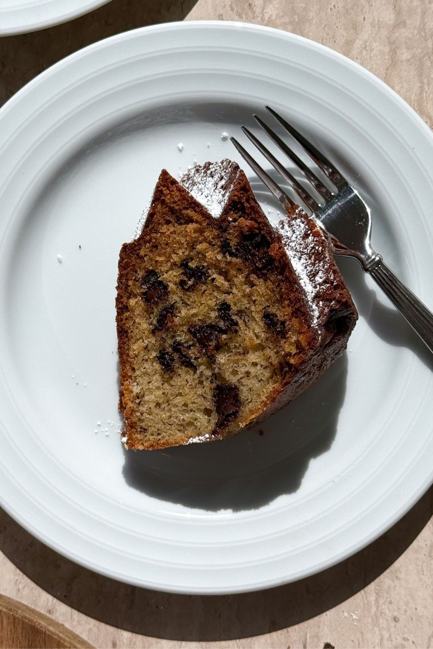 A slice of the cake on a plate.